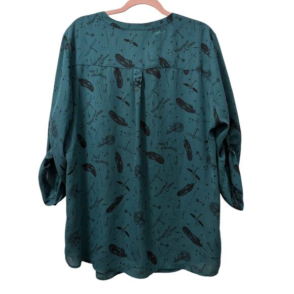 Torrid 1 (1X 14/16) Harry Potter Spells Feather Print Georgette Harper Blouse - Picture 3 of 6